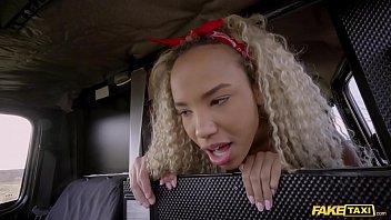 Fake Taxi Ebony babd gets pussy slammed by huge white cock