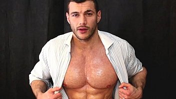Massive oiled up pecs save straight cock