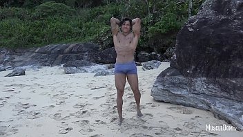 Brazilian sexy guy worship near the ocean