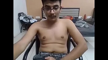 Cute indian college boy jerking off his uncut cock