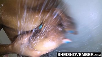 I Wanted This Quick Orgasm! :-( Slender Black Hottie FemaleOrgasm In Shower. Msnovember Slim Waist & Curvy Hips Twisting While Feeling The Pleasure Of The HotWater Washing Over Her Sensitive Skin With LargeAreolas & GiantTits Out On Sheisnove