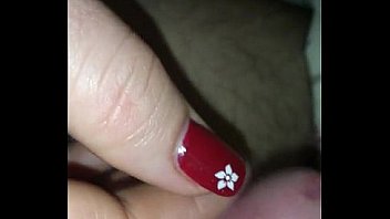 s. handjob girl red polished nails