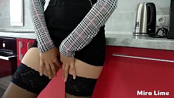 Daddy to sex and spanking petite teen in stockings and cum on the face