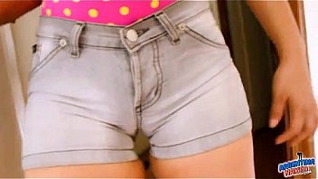 Big Ass Teen in Tight Short Jeans! Cameltoe and Big Tits Fucking Herself!