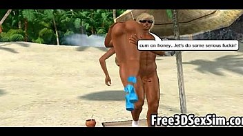 Two sexy 3D cartoon babes getting fucked on the beach