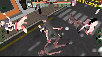 2 girls in hardcore sex with a lot of men in Future Suppanuki Police hentai game