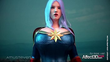 Superhero 3d animation with a big tits beauty